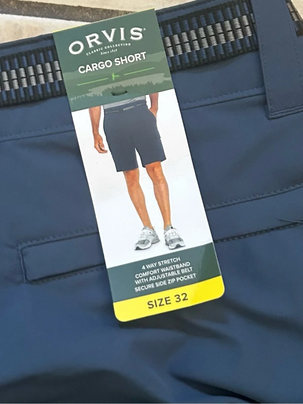 Orvis Tech cargo shorts belted blue black mens size‎ 32 bundle
